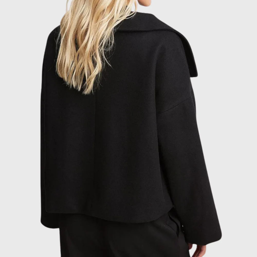 Women's double-breasted jacket with wide lapel and relaxed fit | L&S - 5 - London-stylehouse.com