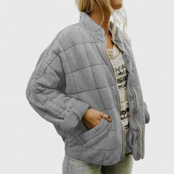 Quilted women's jacket with a relaxed fit and zip fastening | L&S - 5 - London-stylehouse.com