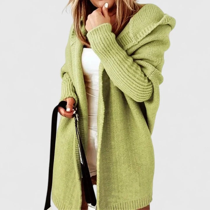 Women's oversized cardigan with hood and ribbed sleeves | L&S - 5 - London-stylehouse.com