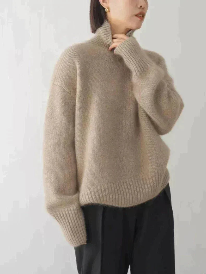 Pullover Women's High Neck Loose Fit with Ribbed Cuffs | L&S
