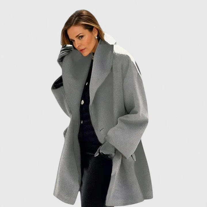 Women's Oversized Coat with Wide Collar | L&S - 5 - London-stylehouse.com