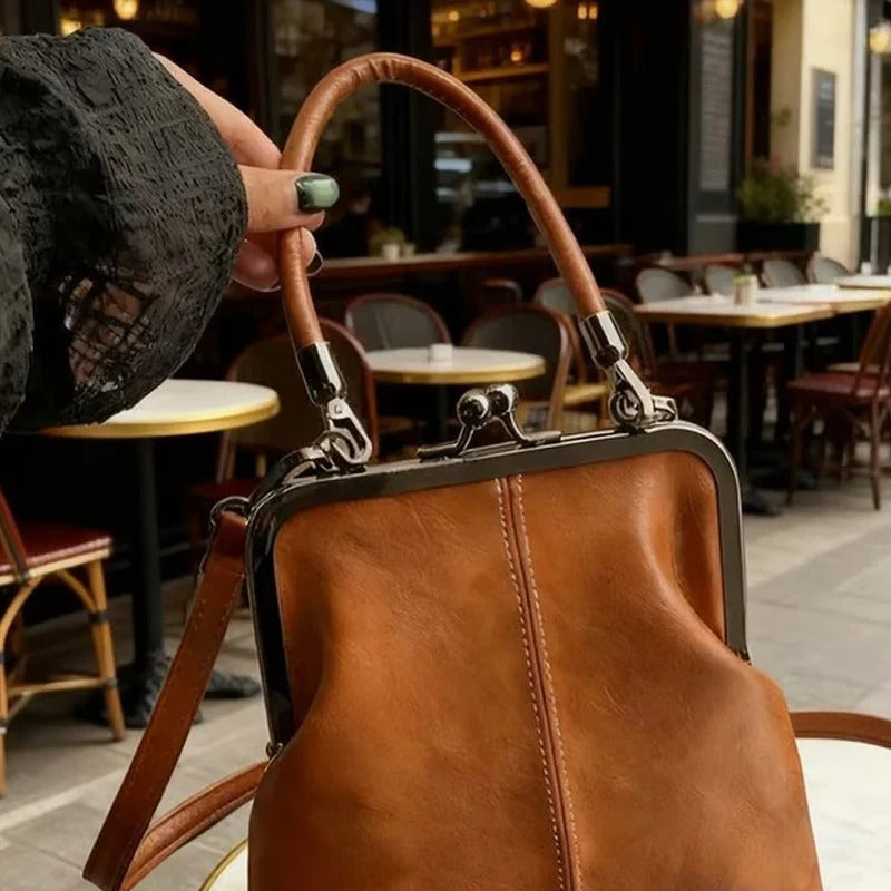 Women's Handbag with Elegant Frame and Textured Design | L&S - 2 - London-stylehouse.com