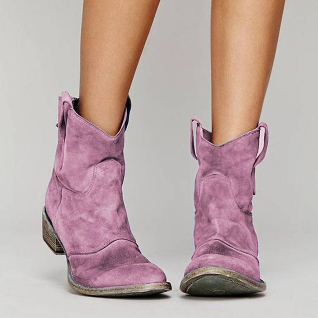 Women's Western Boots with Block Heel and Distressed Finish | L&S - 6 - London-stylehouse.com