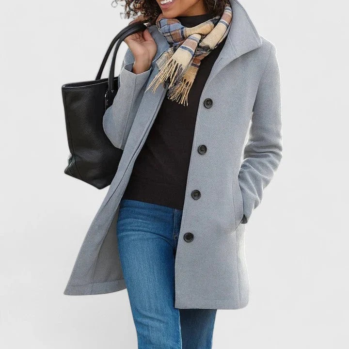 Women's coat with a fitted cut and button detailing | L&S - 4 - London-stylehouse.com