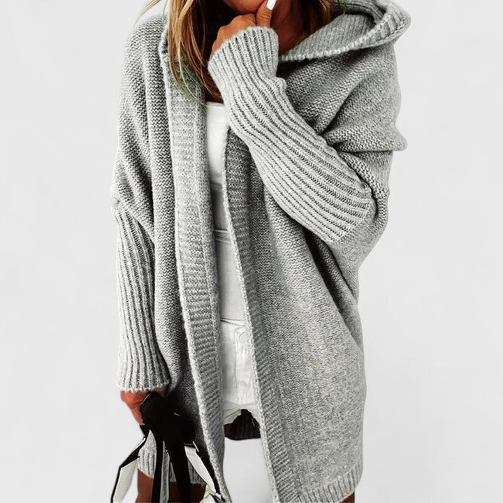 Women's oversized cardigan with hood and ribbed sleeves | L&S - 3 - London-stylehouse.com