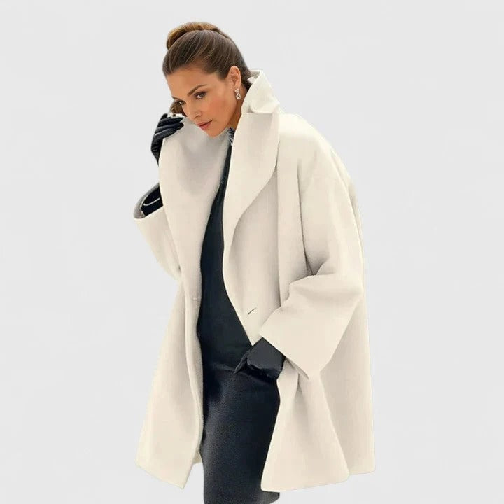 Women's Oversized Coat with Wide Collar | L&S - 6 - London-stylehouse.com