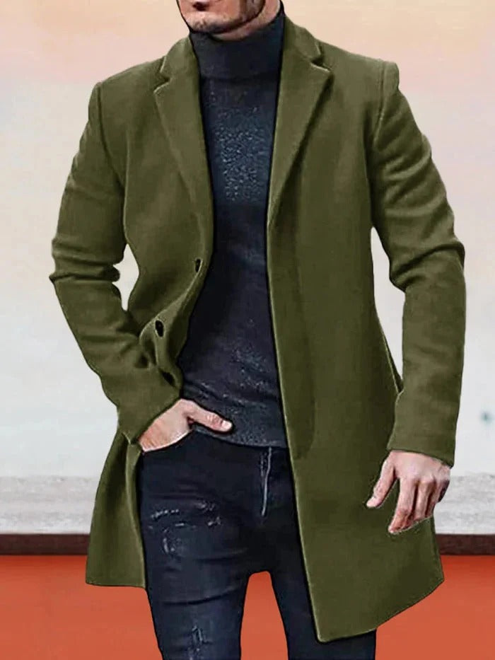 Men's Coat with Structured Fit and Elegant Lapels | L&S - 2 - London-stylehouse.com