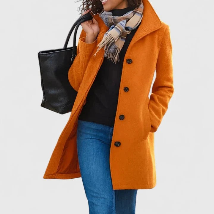 Women's coat with a fitted cut and button detailing | L&S - 1 - London-stylehouse.com