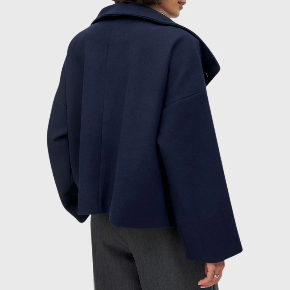 Women's double-breasted jacket with wide lapel and relaxed fit | L&S - 6 - London-stylehouse.com