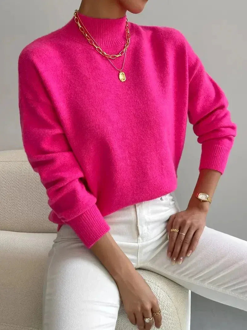 Pullover Women's Relaxed Fit with Stand-Up Collar | L&S