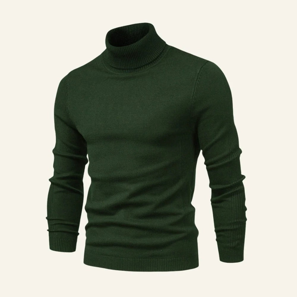 Men's Slim-Fit Turtleneck Sweater with Ribbed Cuffs | L&S - 3 - London-stylehouse.com