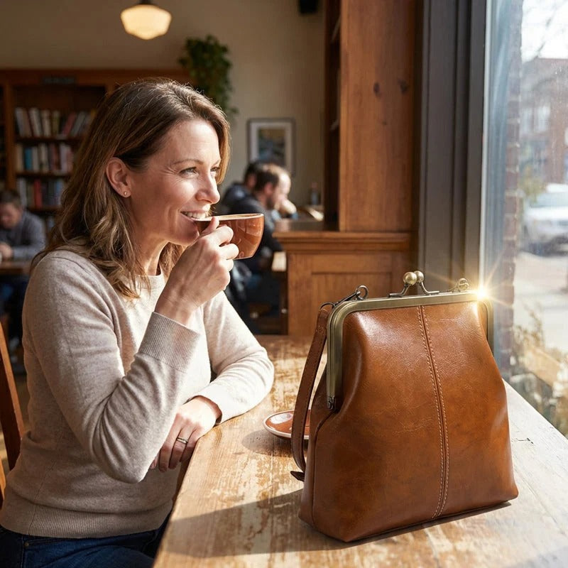 Women's Handbag with Elegant Frame and Textured Design | L&S - 7 - London-stylehouse.com