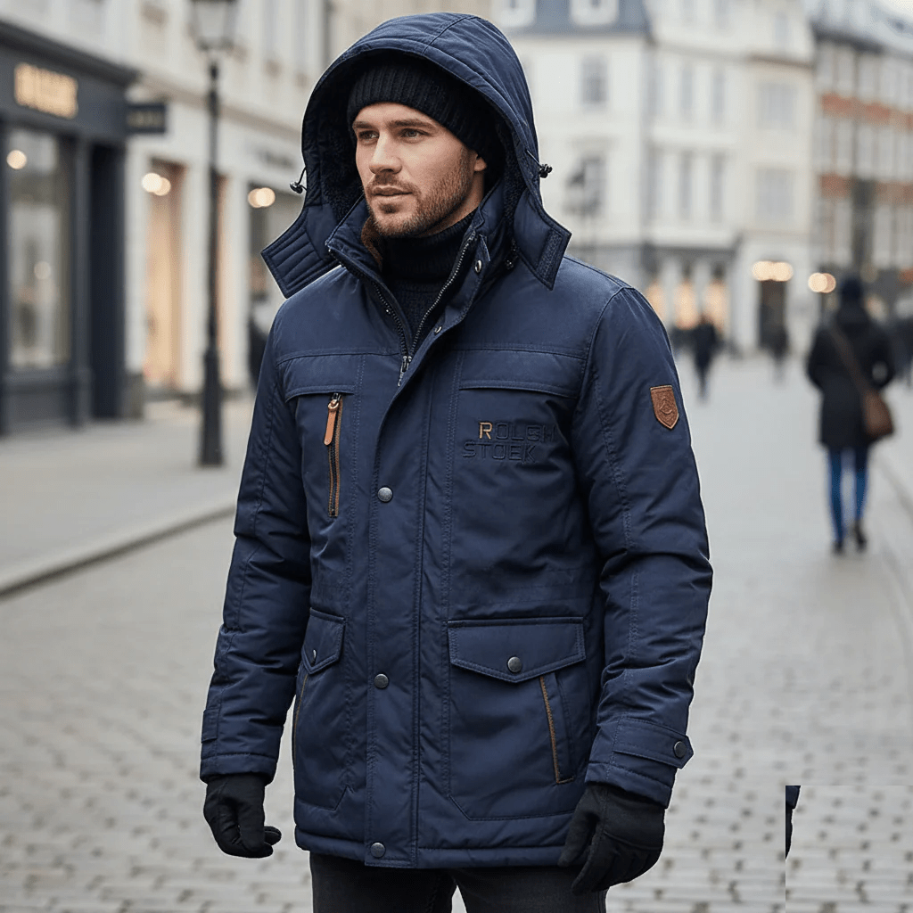 Men’s padded jacket with detachable hood and fleece lining - J&B; - 8 - London-stylehouse.com