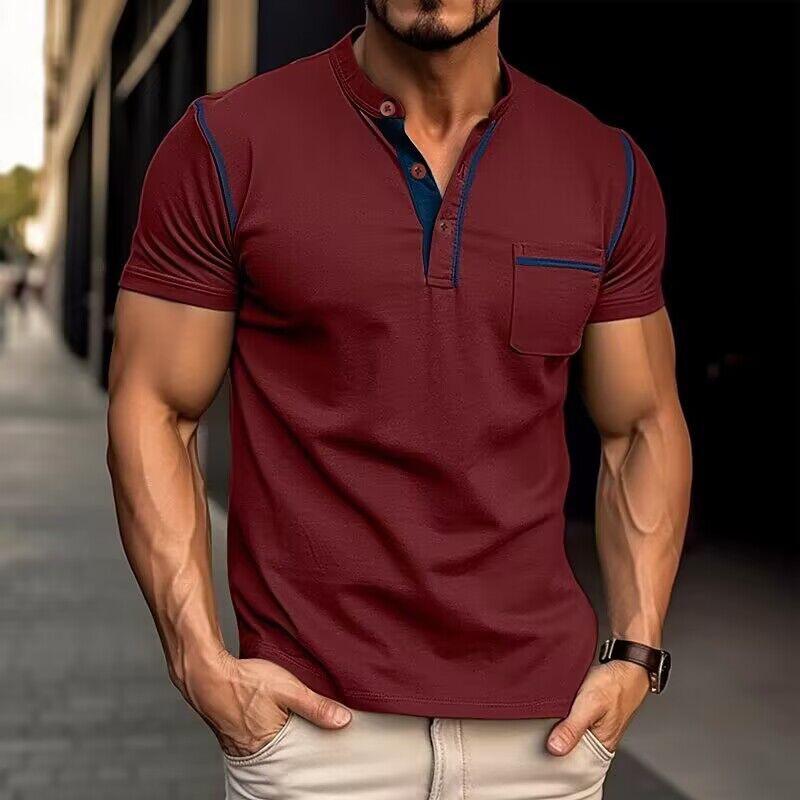 Noah – Men's Short-Sleeve Henley T-Shirt with Chest Pocket