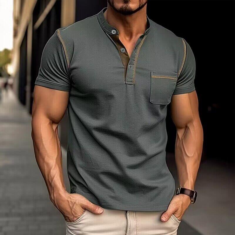 Noah – Men's Short-Sleeve Henley T-Shirt with Chest Pocket