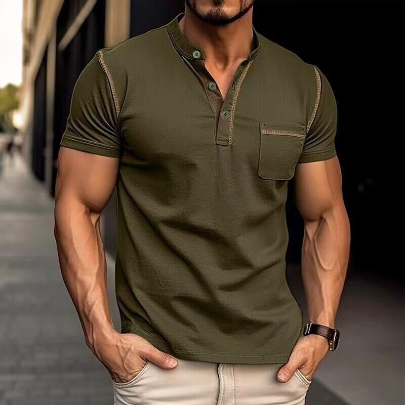 Noah – Men's Short-Sleeve Henley T-Shirt with Chest Pocket