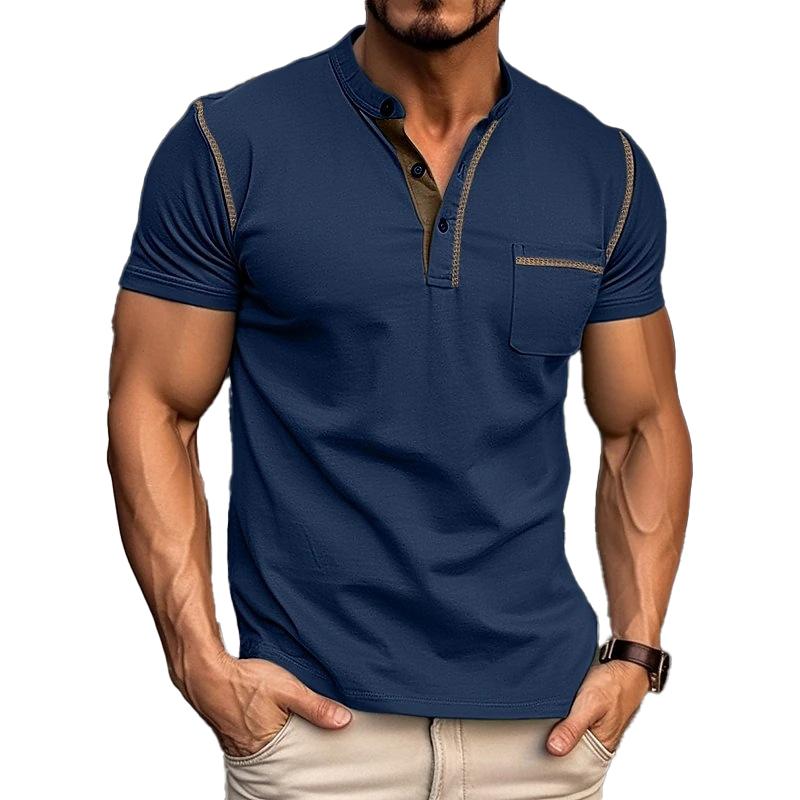 Noah – Men's Short-Sleeve Henley T-Shirt with Chest Pocket