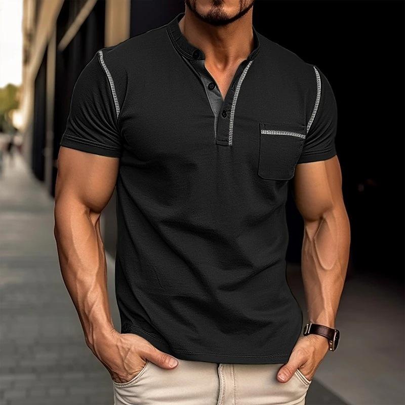 Noah – Men's Short-Sleeve Henley T-Shirt with Chest Pocket