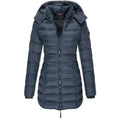 Long women’s down jacket with hood and zip - J&B; - 2 - London-stylehouse.com
