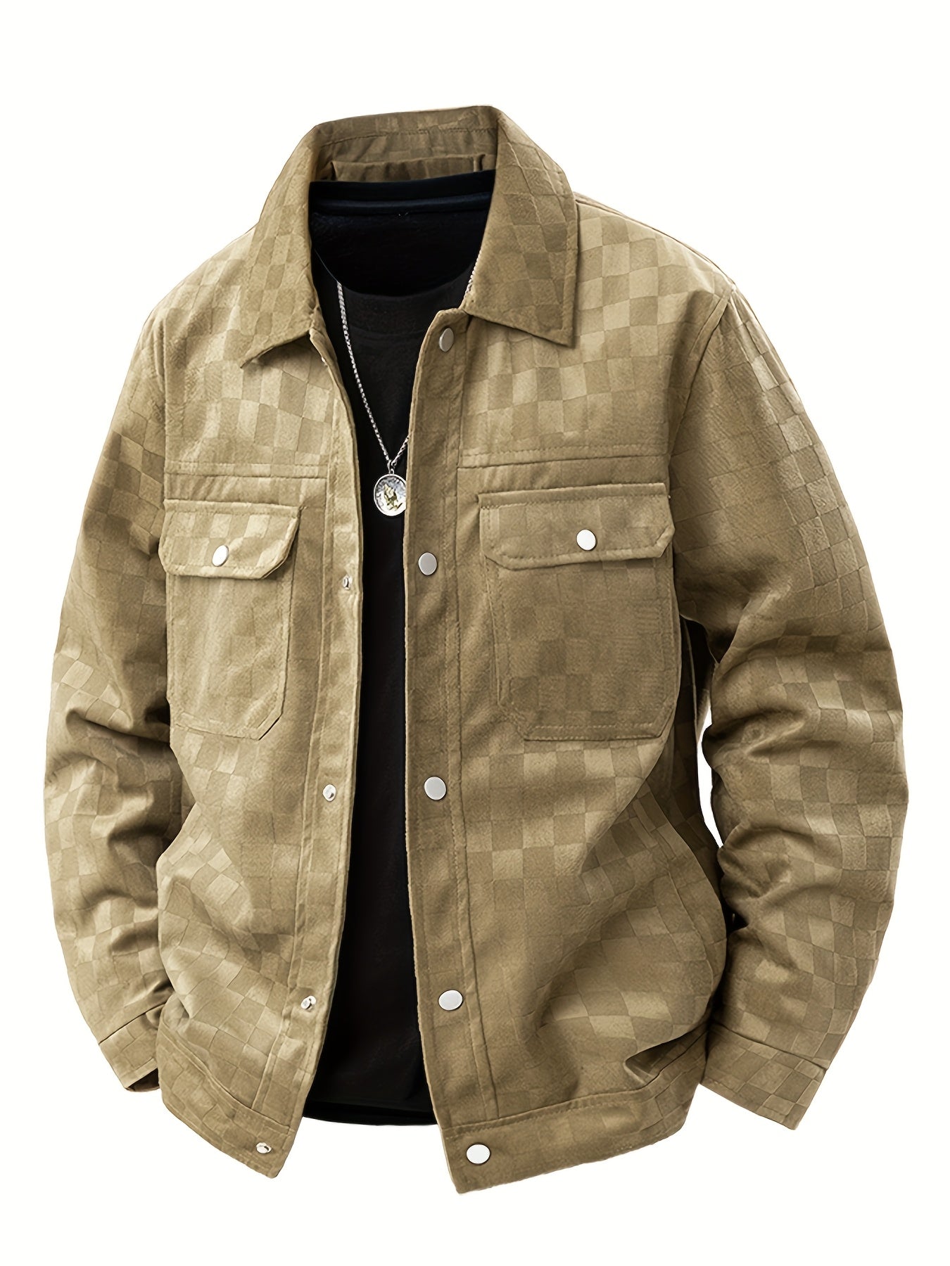 Luis checkered suede jacket in khaki