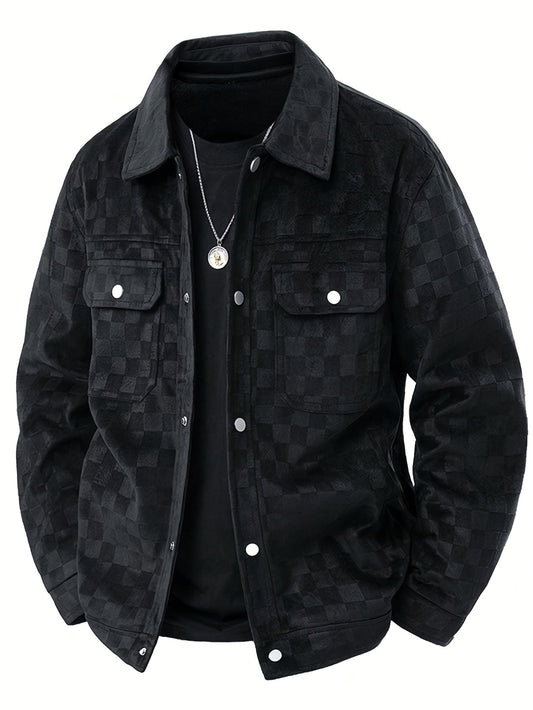 Luis – Checkered Suede Jacket - Image 1