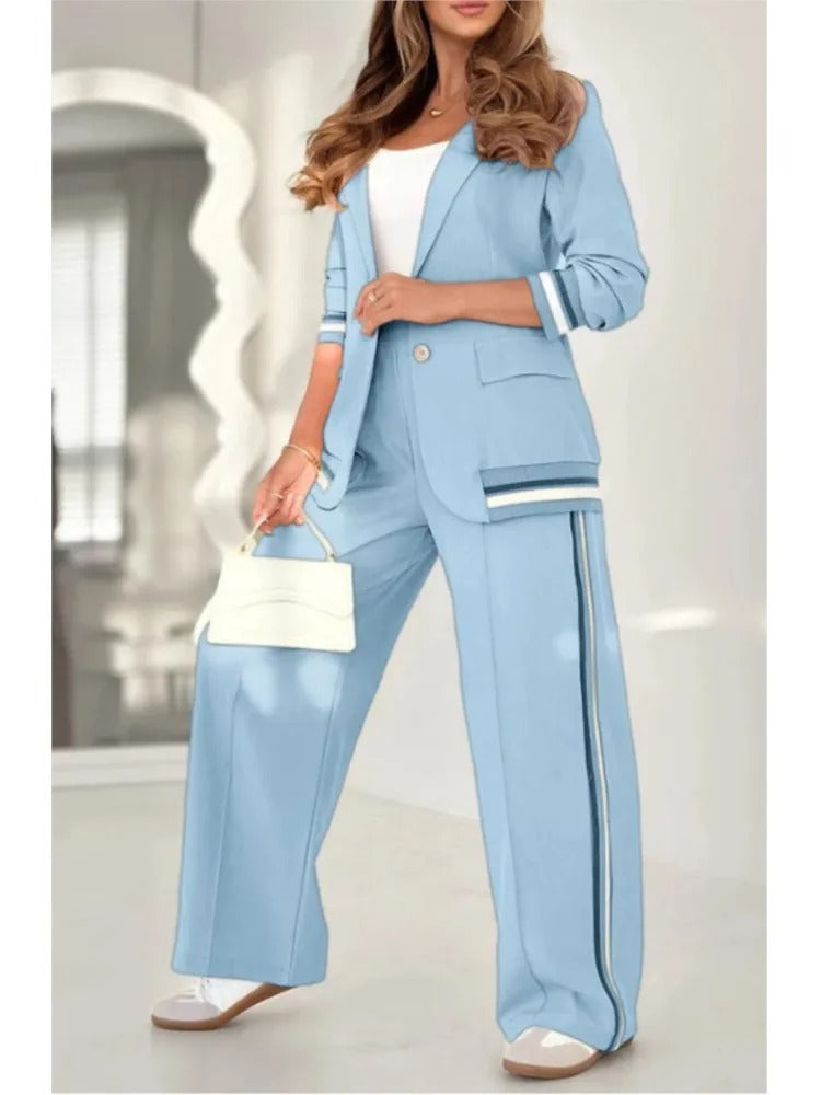 Set comprising a blazer and wide-leg trousers for women with a sporty touch - J&B; - 7 - London-stylehouse.com