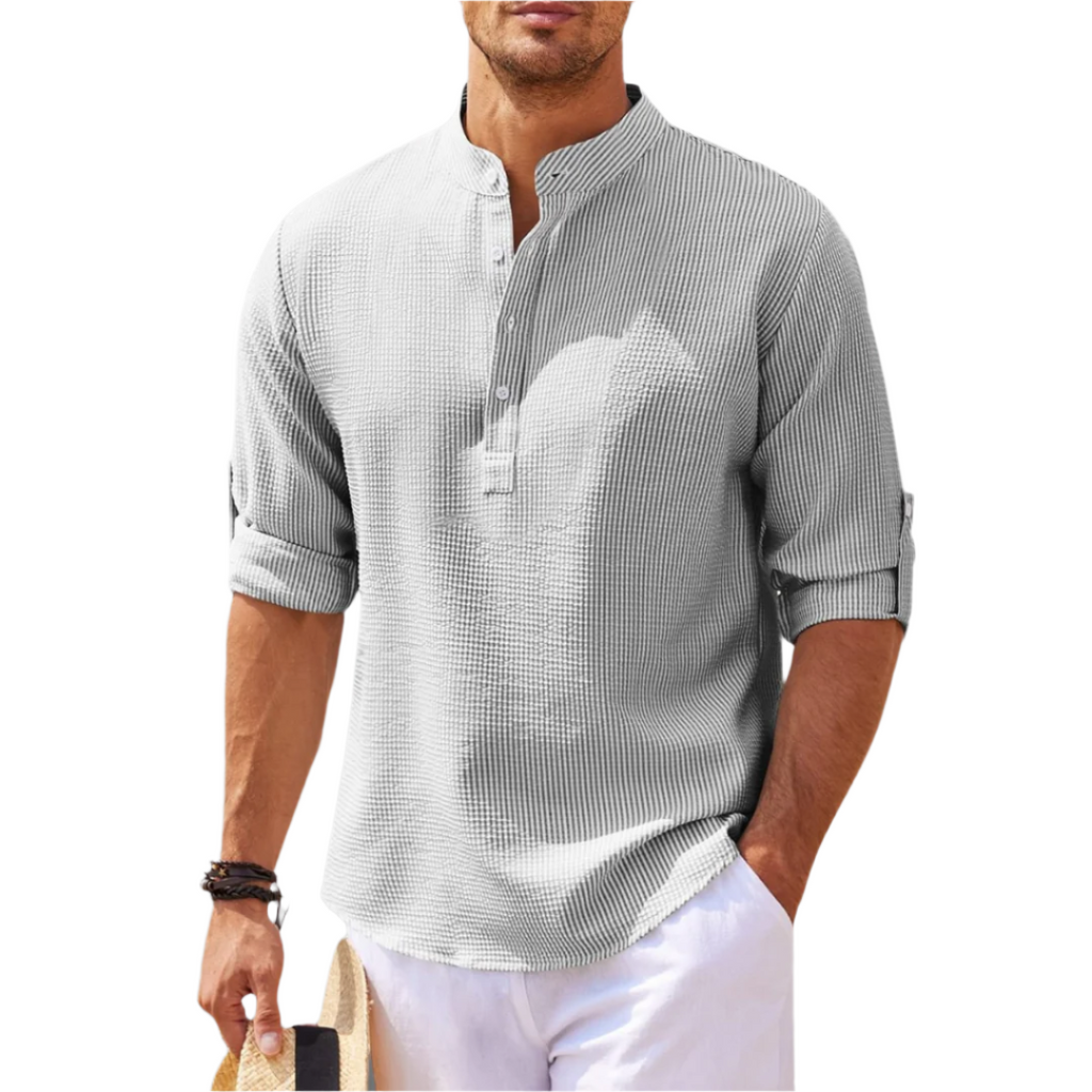 Simon – Long Sleeve Stand Collar Shirt - Image 7