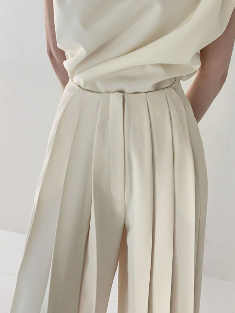 Nicole – Elegant High-Waisted Wide-Leg Pleated Trousers for Women - Image 4