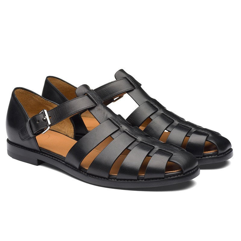 David – Men’s Leather Sandals Roman Style with Buckle - Image 2
