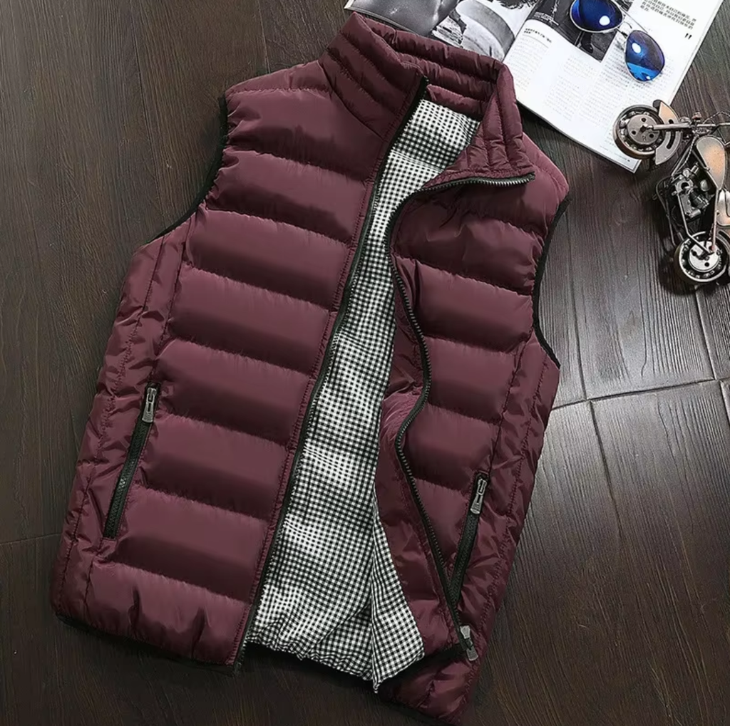 Padded men’s waistcoat with stand-up collar and zip - J&B; - 5 - London-stylehouse.com