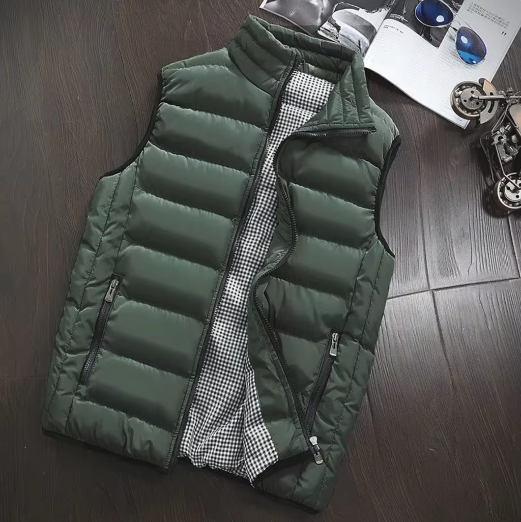 Padded men’s waistcoat with stand-up collar and zip - J&B; - 3 - London-stylehouse.com
