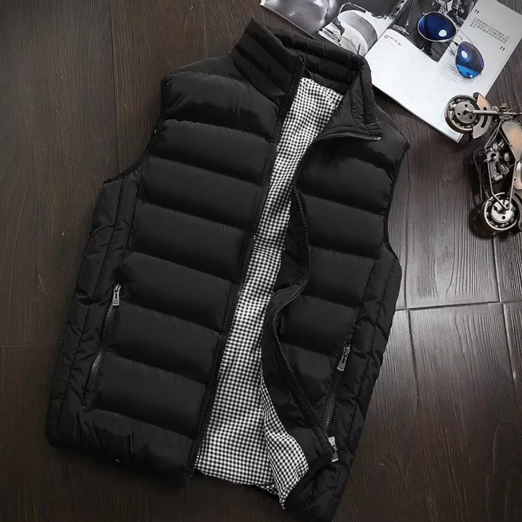 Padded men’s waistcoat with stand-up collar and zip - J&B; - 7 - London-stylehouse.com