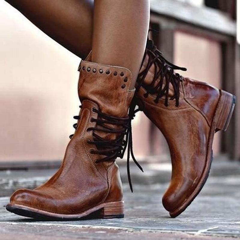 Women’s lace-up ankle boots with studs - J&B; - 1 - London-stylehouse.com