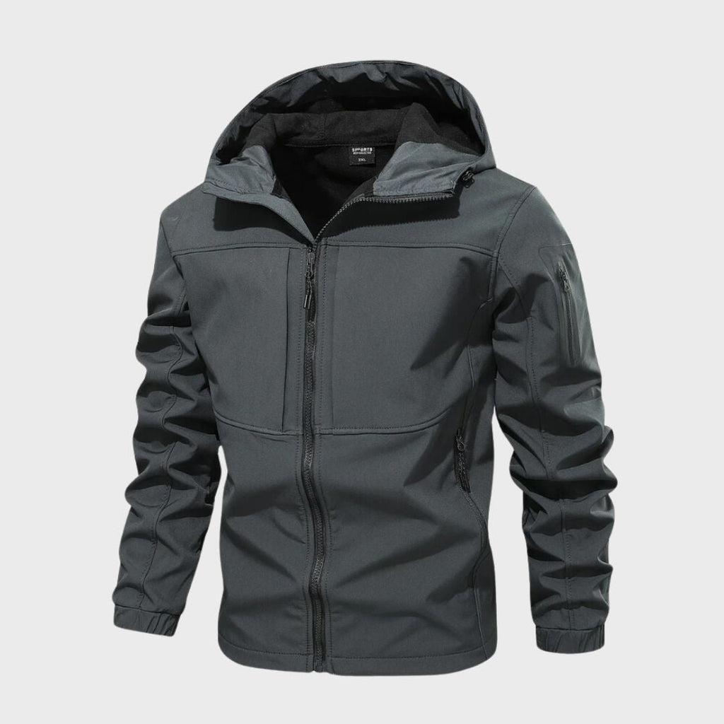 Men’s waterproof softshell jacket with a hood and practical pockets - J&B; - 2 - London-stylehouse.com