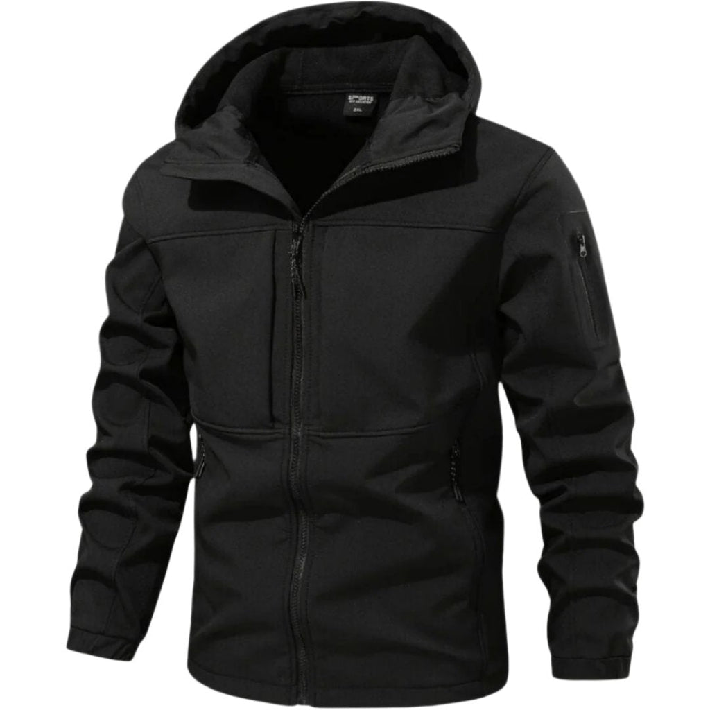 Men’s waterproof softshell jacket with a hood and practical pockets - J&B; - 1 - London-stylehouse.com
