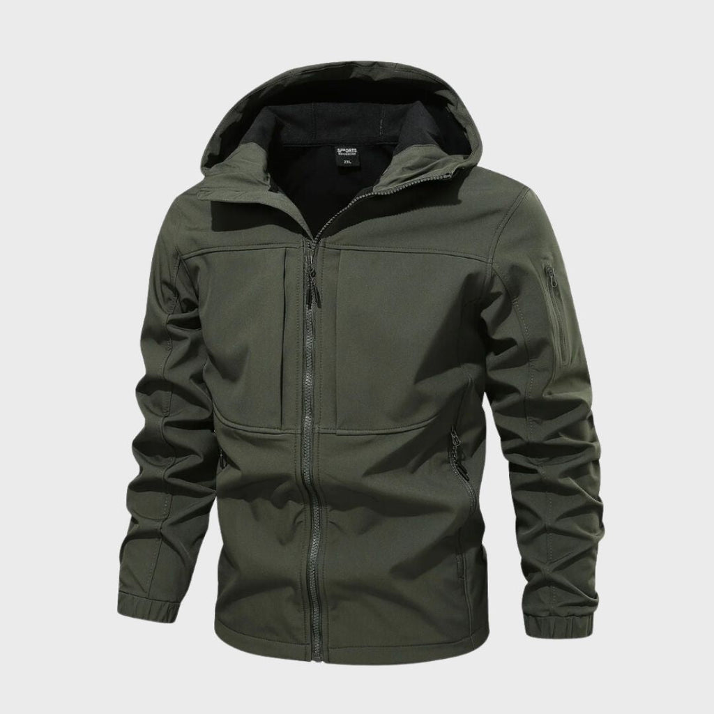 Men’s waterproof softshell jacket with a hood and practical pockets - J&B; - 4 - London-stylehouse.com