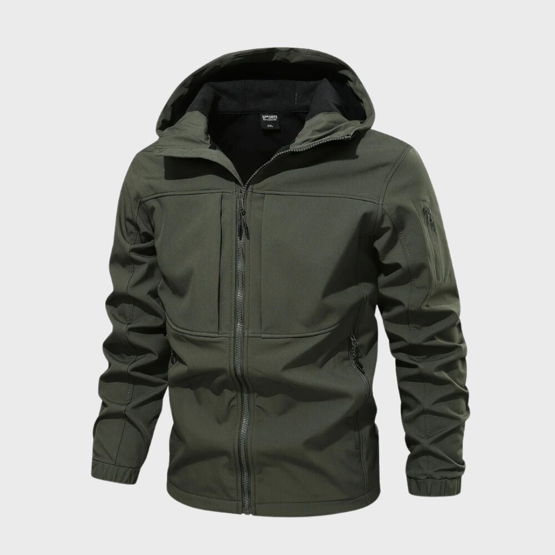 Men’s waterproof softshell jacket with a hood and practical pockets - J&B; - 4 - London-stylehouse.com