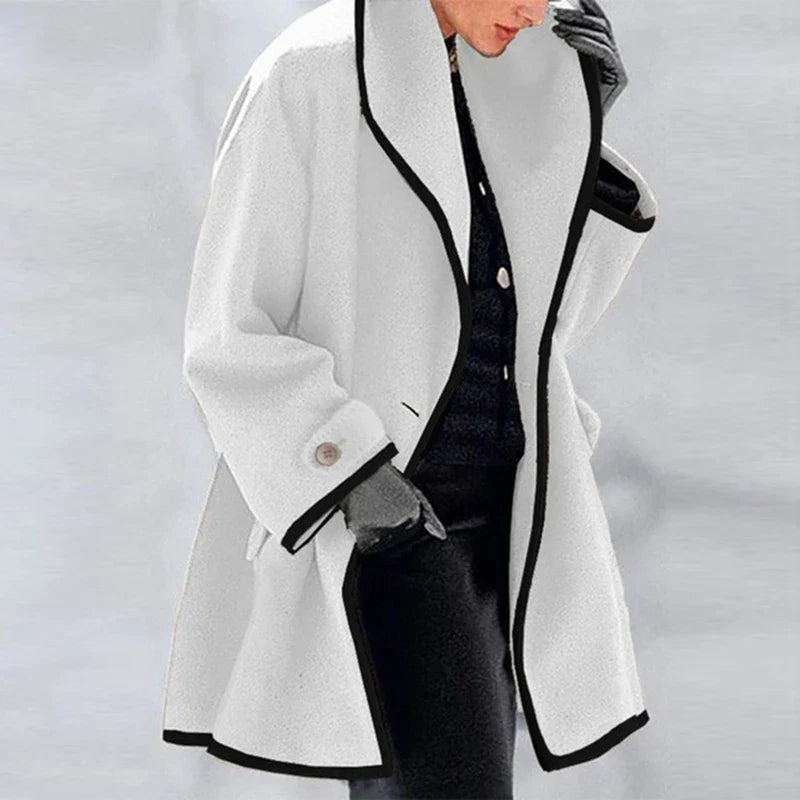 Oversized women’s coat with stylish contrasting trim - J&B; - 2 - London-stylehouse.com
