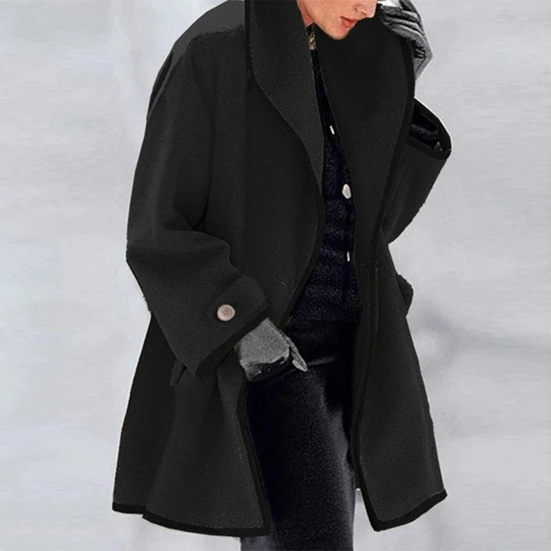 Oversized women’s coat with stylish contrasting trim - J&B; - 3 - London-stylehouse.com