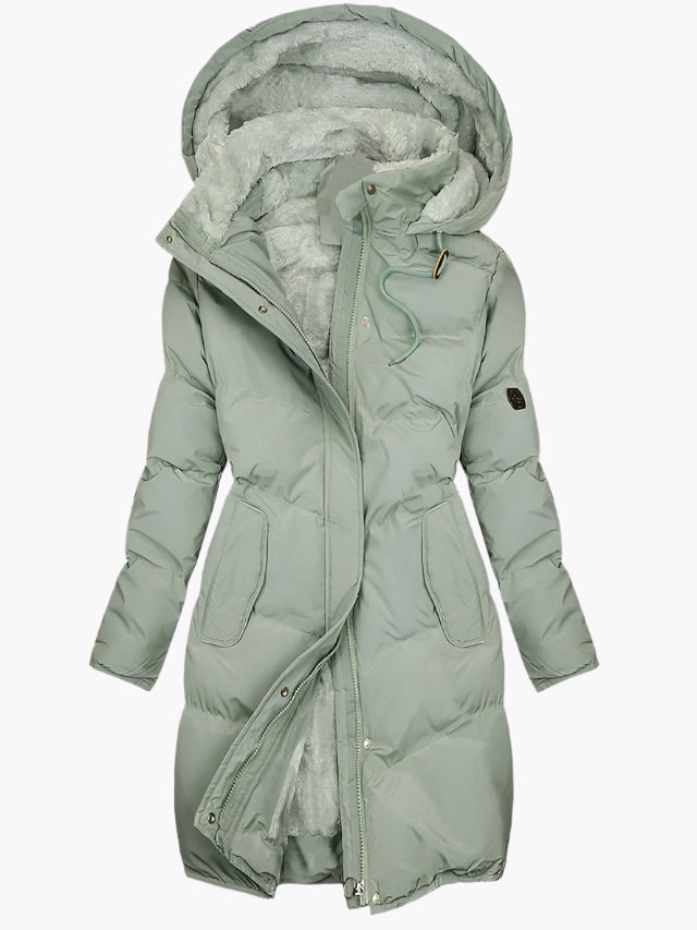 Long women’s down jacket with a hood and cosy lining - J&B; - 3 - London-stylehouse.com