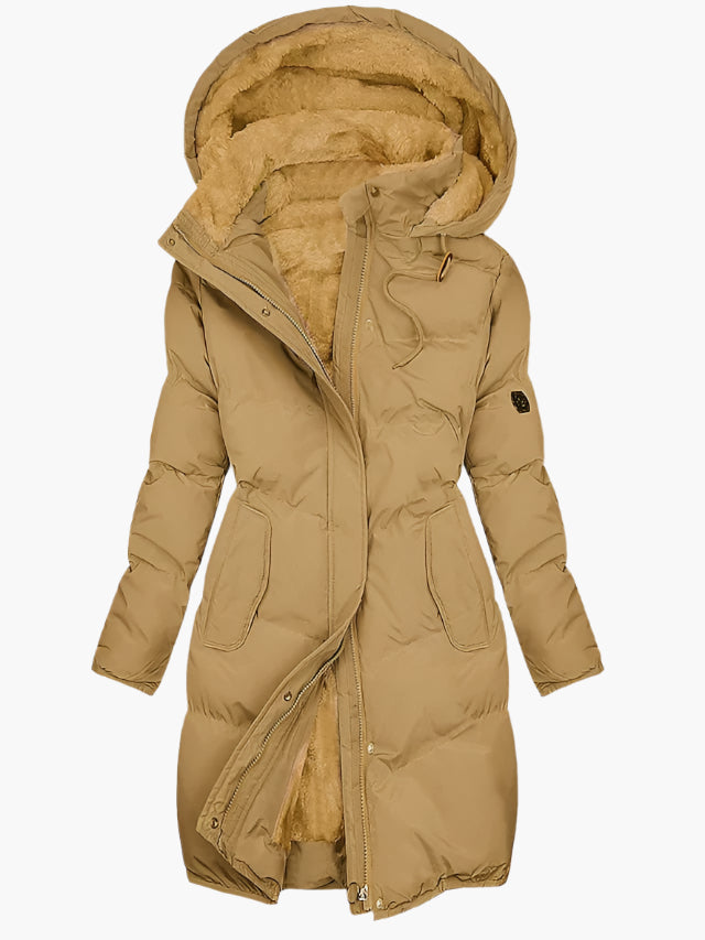 Long women’s down jacket with a hood and cosy lining - J&B; - 5 - London-stylehouse.com