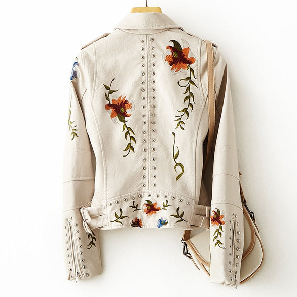 Valeria – Embroidered Biker Jacket for Women