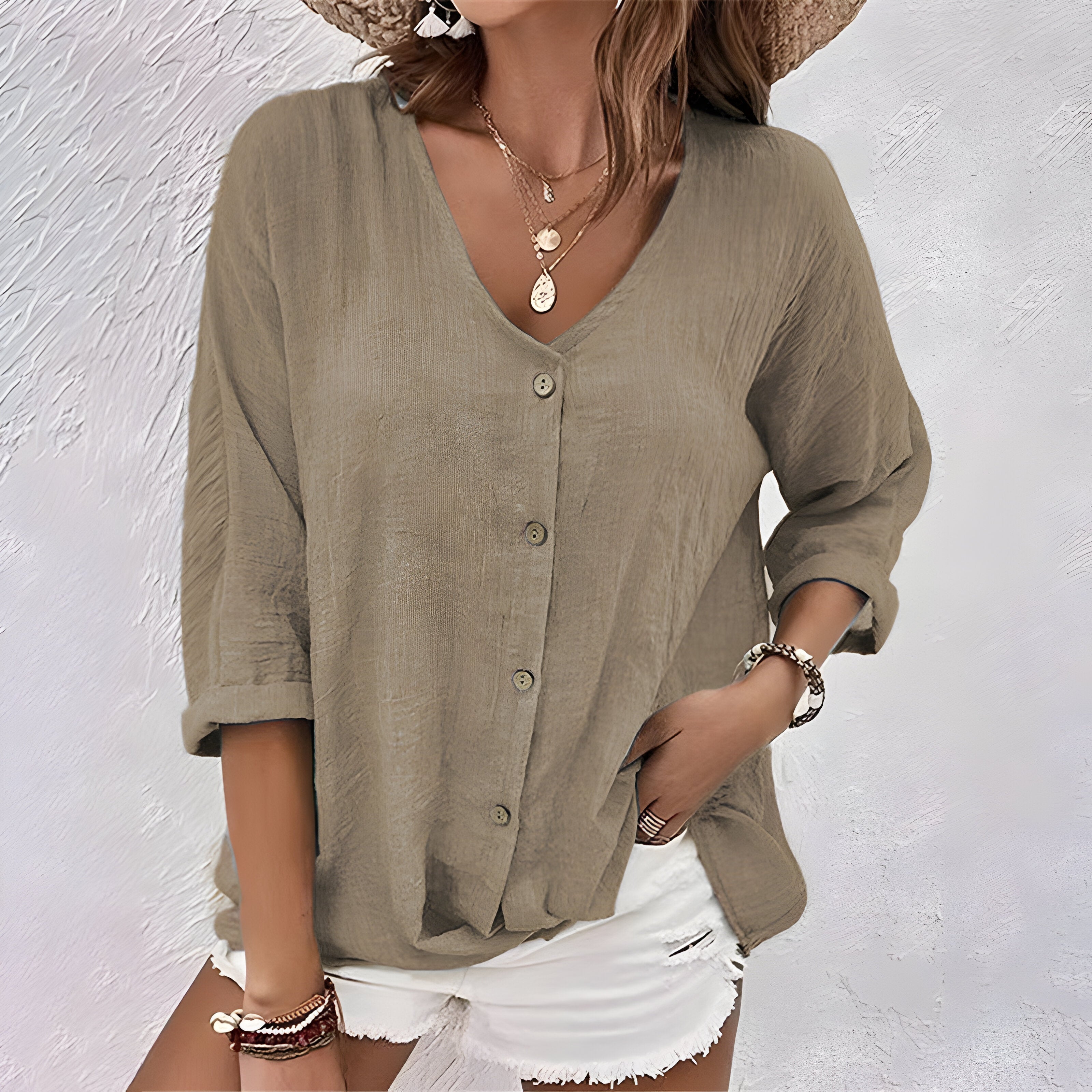 Leni – Women Button-Up Summer Blouse - Image 4