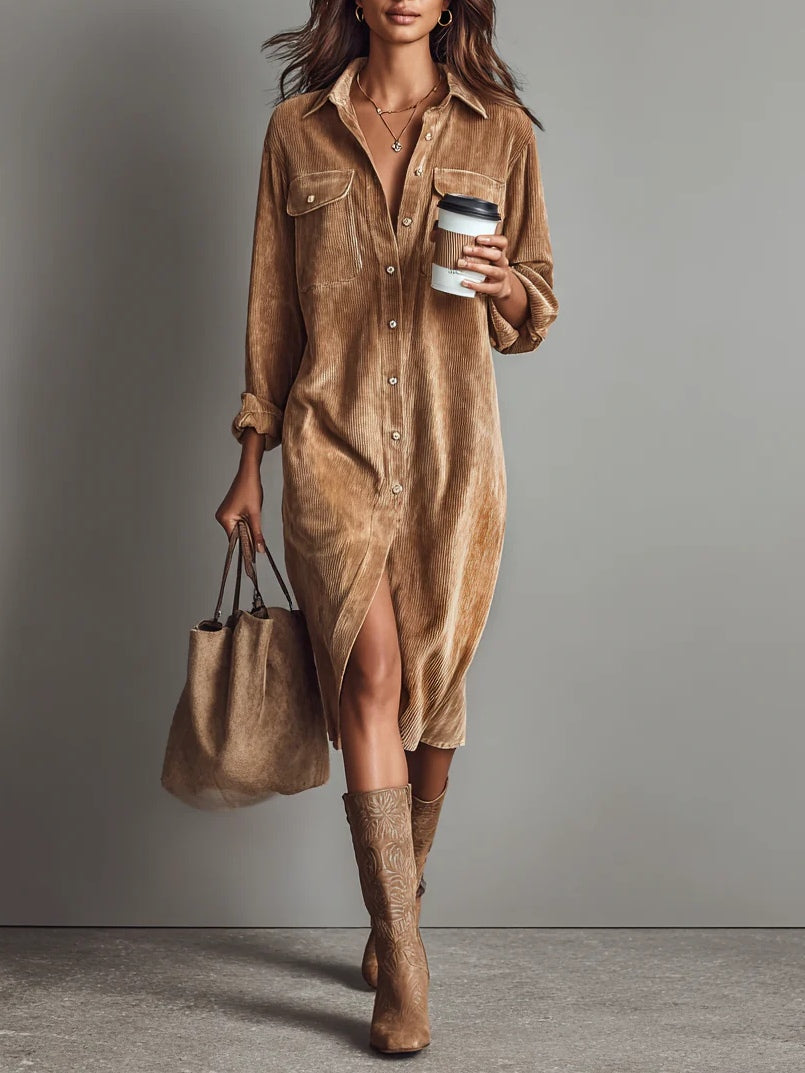 Maja – Women’s Button Front Long Sleeve Dress - Image 1