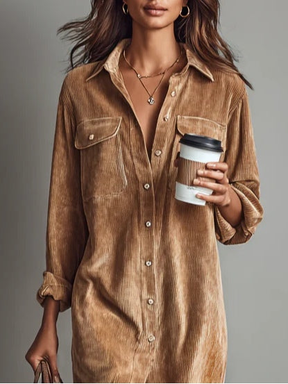 Maja – Women’s Button Front Long Sleeve Dress - Image 6