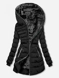 Women’s hooded down jacket with front zip and side pockets - J&B; - 1 - London-stylehouse.com