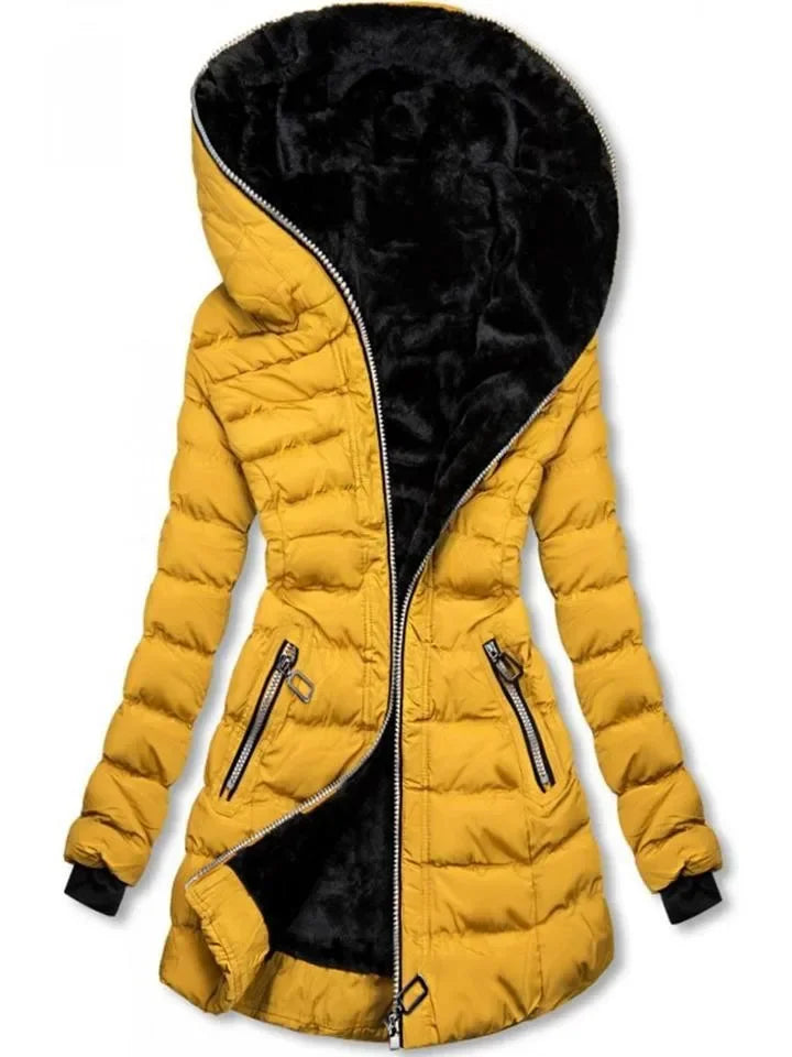 Women’s hooded down jacket with front zip and side pockets - J&B; - 2 - London-stylehouse.com