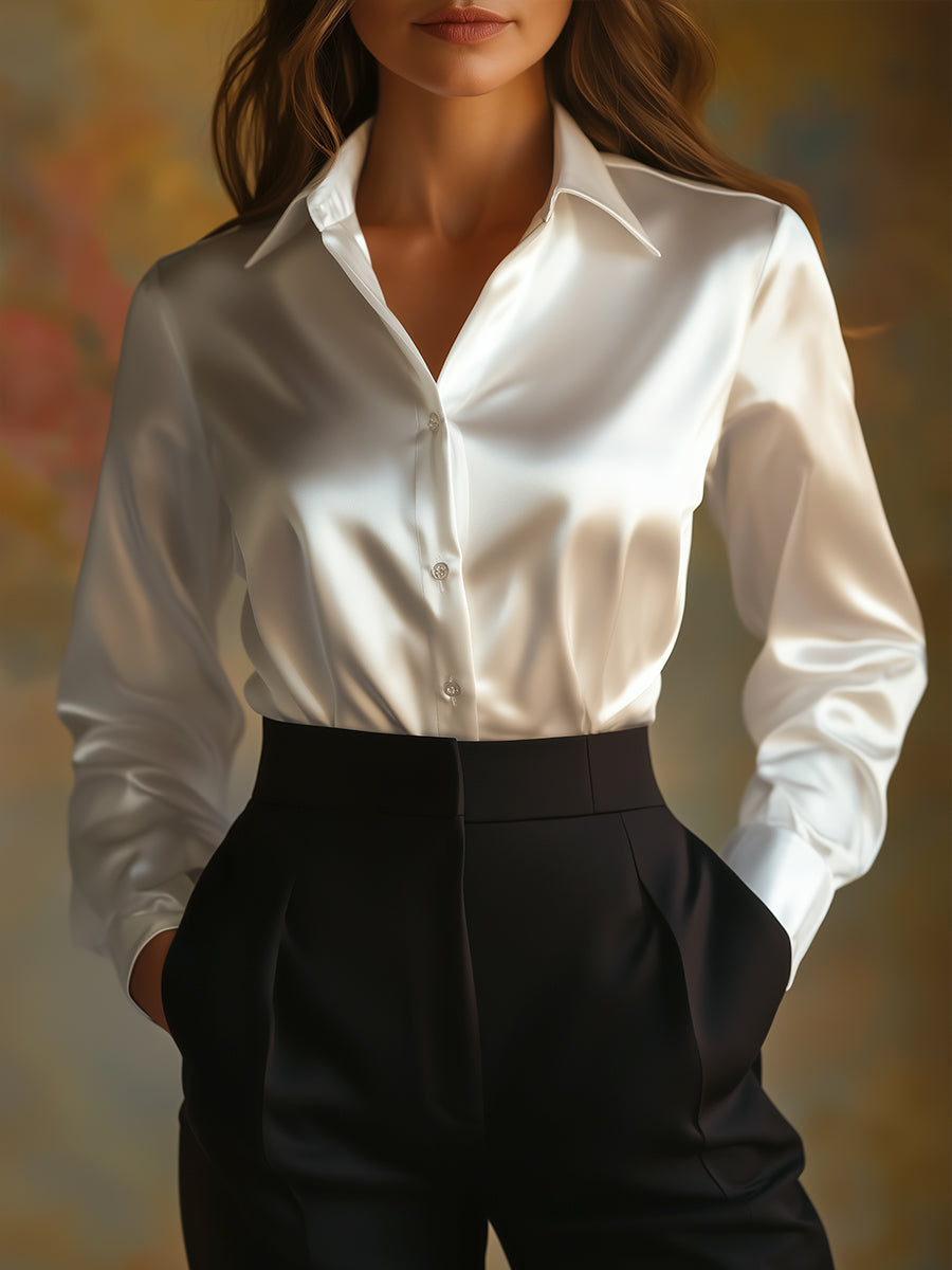 Vanessa elegant satin blouse in white