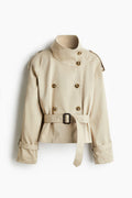 Women’s trench coat, cropped, with a belt at the waist - J&B; - 2 - London-stylehouse.com